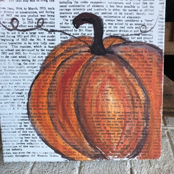 Hand painted pumpkin on thick canvas 8 x 8 (445-23) - Picture 4 of 6